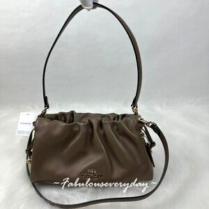 Coach Faye Shoulder Bag With Ruching In Leather/Gold/Dark Stone CV529 NWT